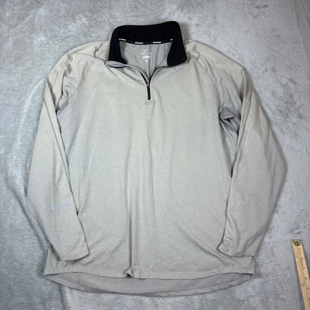 Nike Pullover Mens XL Dri-FIT Running 1/4 Zip Training Top Grey Stretch Active